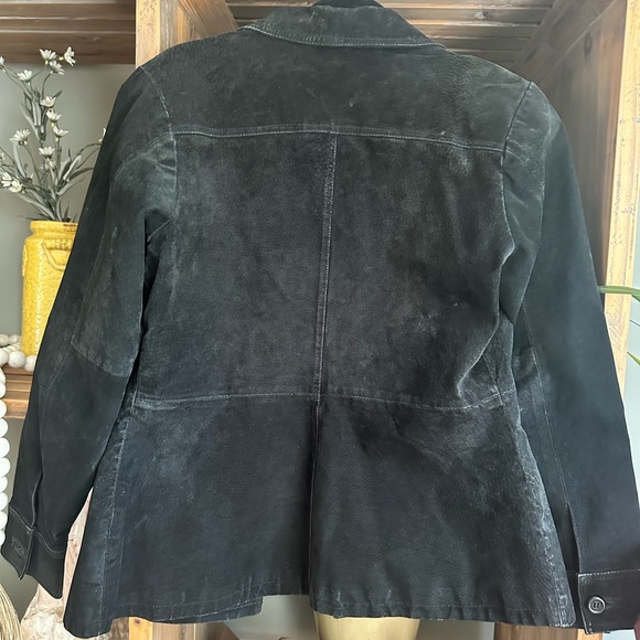 Black BB DAKOTA distressed Leather Jacket Vintage. L front pockets. - Picture 4 of 4